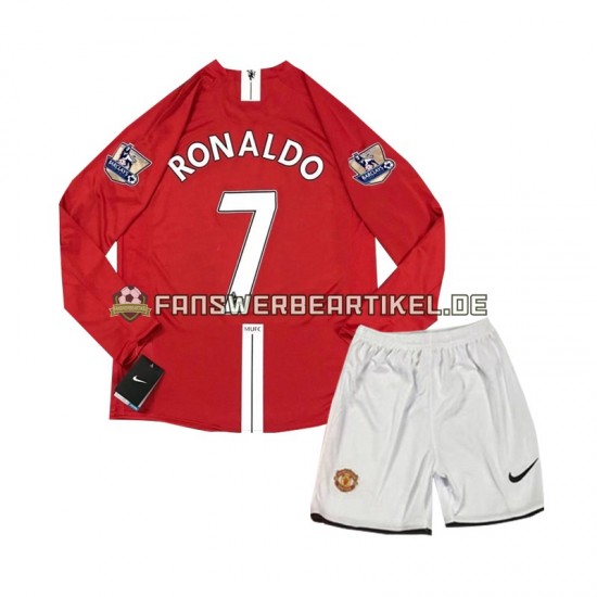 Cristiano Ronaldo 7 Retro 2007 Trikot Manchester United Kinder Heimausrüstung Langarm