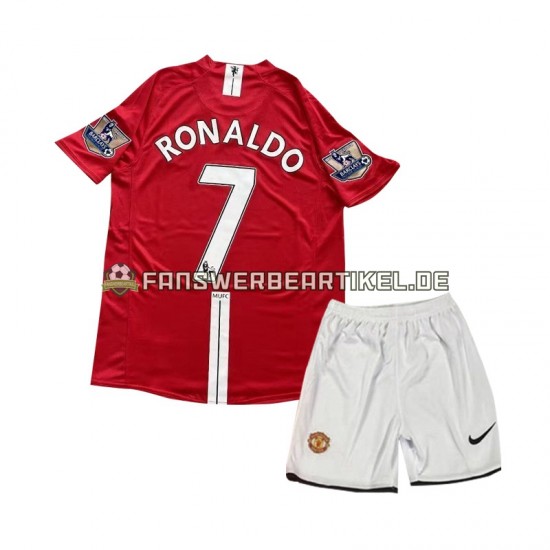 Cristiano Ronaldo 7 Retro 2007 Trikot Manchester United Kinder Heimausrüstung Kurzarm