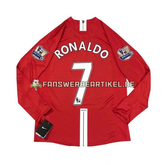 Cristiano Ronaldo 7 Retro 2007 Trikot Manchester United Herren Heimausrüstung Langarm