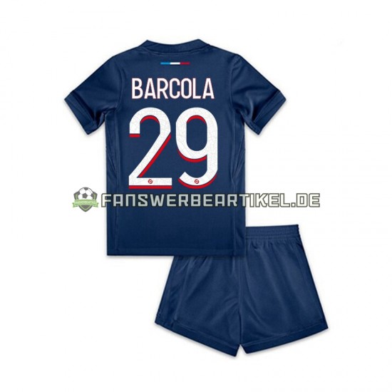 Bradley Barcola 29 Trikot Paris Saint-Germain Kinder Heimausrüstung 2024-2025 Kurzarm