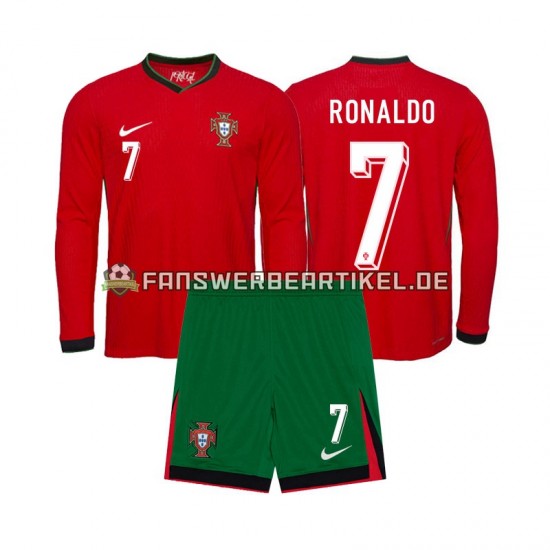 Ronaldo 7 Trikot Portugal Kinder Heimausrüstung Euro 2024 Langarm