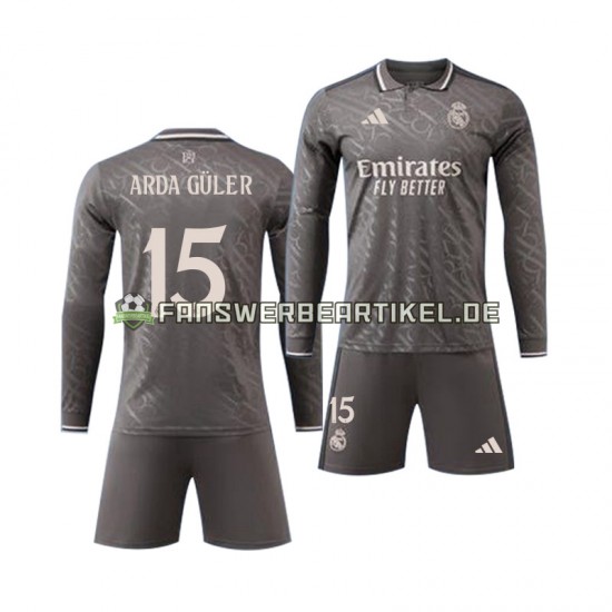 Arda Guler 15 Trikot Real Madrid Kinder Ausweich ausrüstung 2024-2025 Langarm