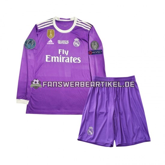 Retro 2016 Trikot Real Madrid Kinder Auswärtsausrüstung Langarm