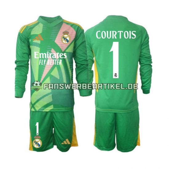 Thibaut Courtois 1 Torwart Trikot Real Madrid Kinder Ausweich ausrüstung 2024-2025 Langarm