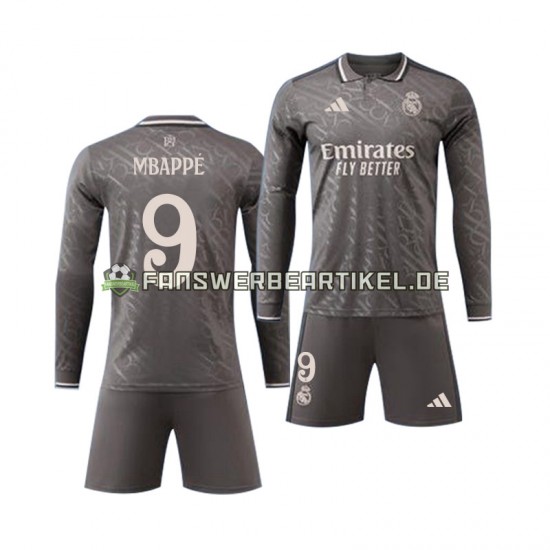 Kylian Mbappe 9 Trikot Real Madrid Kinder Ausweich ausrüstung 2024-2025 Langarm