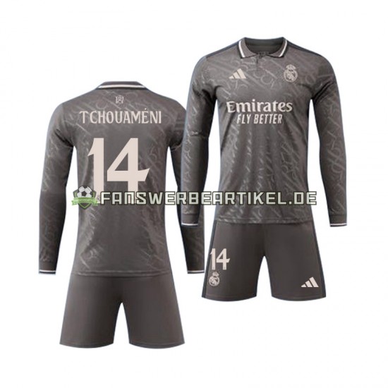 Tchouameni 14 Trikot Real Madrid Kinder Auswärtsausrüstung 2024-2025 Langarm