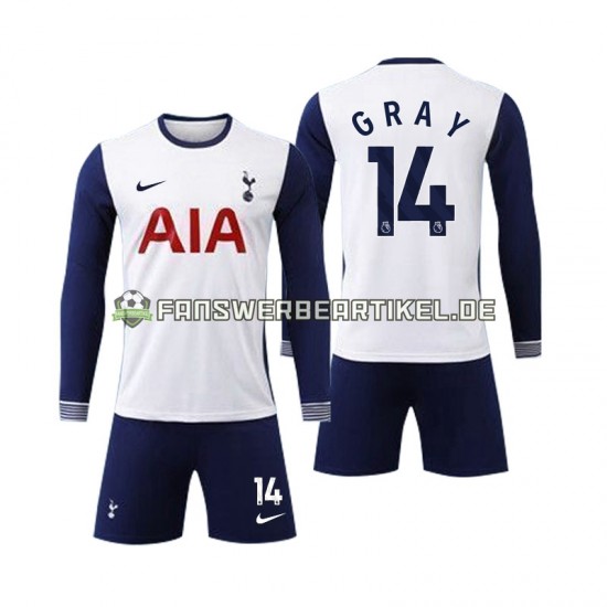 Tottenham Spurs Gray 14 Trikot Kinder Heimausrüstung 2024-2025 Langarm