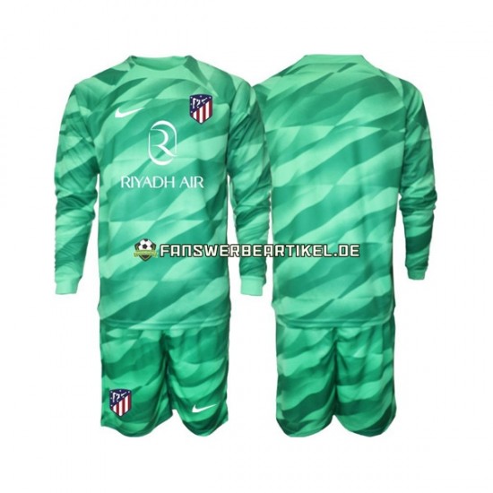 Torwart Trikot Atlético Madrid Kinder Auswärtsausrüstung Grün 2023-2024 Langarm