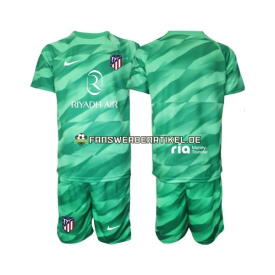 Torwart Trikot Atlético Madrid Kinder Auswärtsausrüstung Grün 2023-2024 Kurzarm