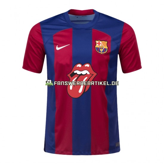 Rolling Stones Trikot FC Barcelona Herren Heimausrüstung 2023-2024 Kurzarm