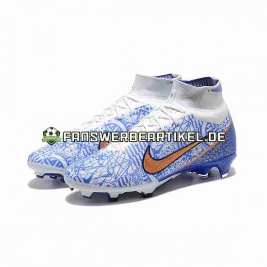 Nike Air Zoom Mercurial Superfly IX Elite FG Gold Blau Weiß Fußballschuhe