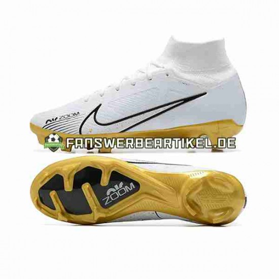 Nike Air Zoom Mercurial Superfly IX Elite FG Gold Weiß Fußballschuhe