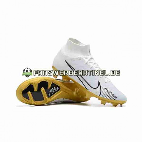 Nike Air Zoom Mercurial Superfly IX Elite FG Gold Weiß Fußballschuhe