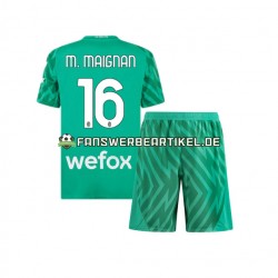 Mike Maignan 16 Torwart Trikot AC Mailand Kinder Heimausrüstung 2023-2024 Kurzarm