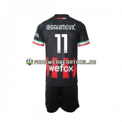 Ibrahimovic 11 Trikot AC Mailand Kinder Heimausrüstung 2022-2023 Kurzarm