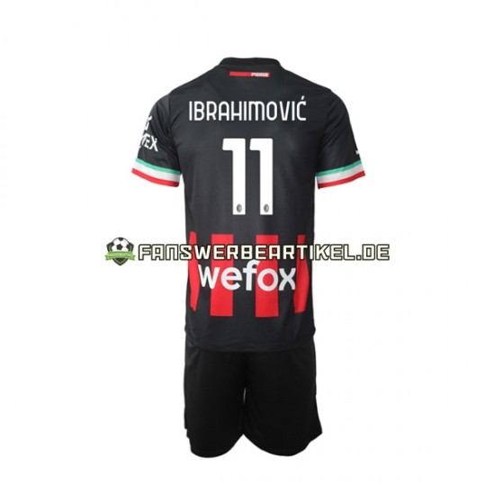 Ibrahimovic 11 Trikot AC Mailand Kinder Heimausrüstung 2022-2023 Kurzarm