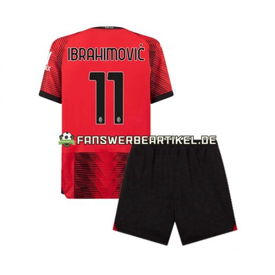 Ibrahimovic 11 Trikot AC Mailand Kinder Heimausrüstung 2023-2024 Kurzarm