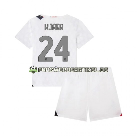 Simon Kjaer 24 Trikot AC Mailand Kinder Auswärtsausrüstung 2023-2024 Kurzarm