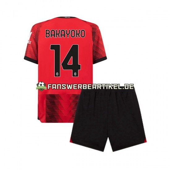 Tiemoue Bakayoko 14 Trikot AC Mailand Kinder Heimausrüstung 2023-2024 Kurzarm