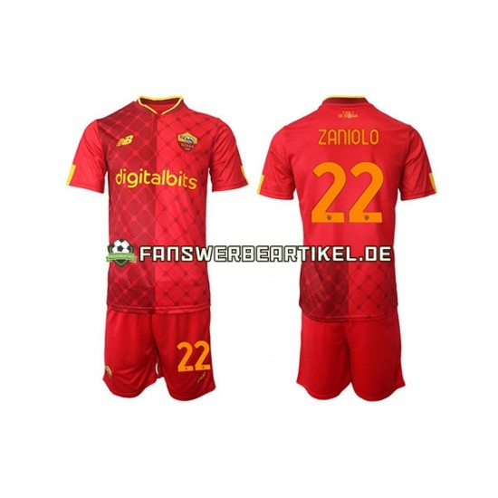 Nicolo Zaniolo 22 Trikot AS Rom Kinder Heimausrüstung 2022-2023 Kurzarm