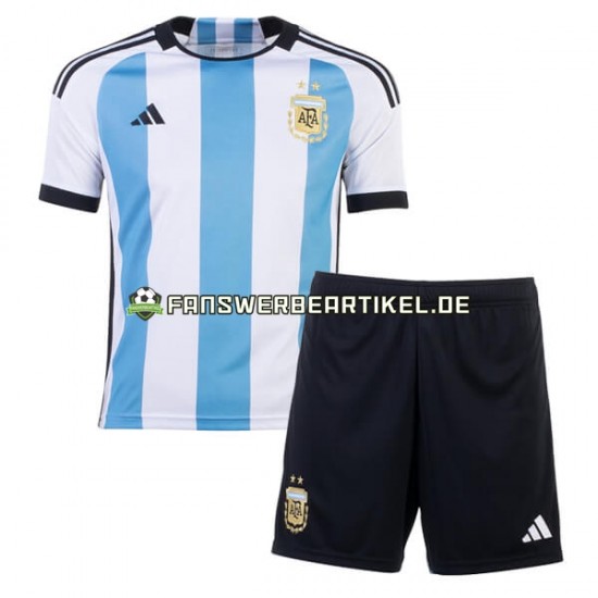 Trikot Argentinien Kinder Heimausrüstung WM 2022 Kurzarm