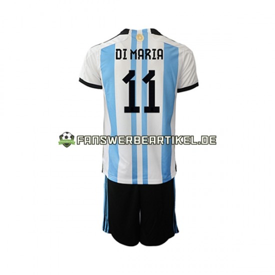 Di Maria 11 Trikot Argentinien Kinder Heimausrüstung WM 2022 Kurzarm