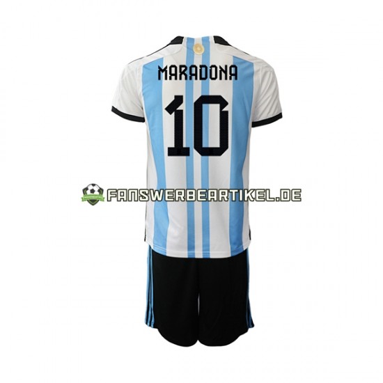 Maradona 10 Trikot Argentinien Kinder Heimausrüstung WM 2022 Kurzarm