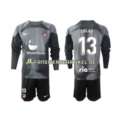 Jan Oblak 13 Torwart Trikot Atlético Madrid Kinder Auswärtsausrüstung 2022-2023 Langarm