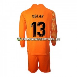 Jan Oblak 13 Torwart Trikot Atlético Madrid Kinder Heimausrüstung 2021-2022 Langarm