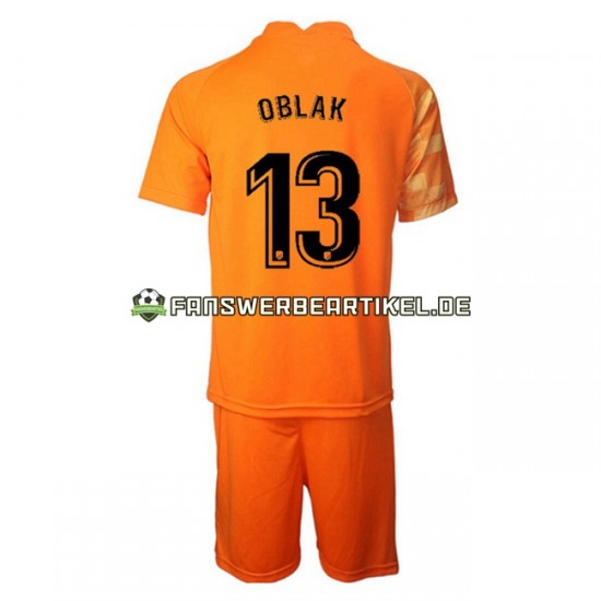 Jan Oblak 13 Torwart Trikot Atlético Madrid Kinder Heimausrüstung 2021-2022 Kurzarm