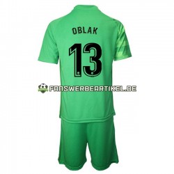 Jan Oblak 13 Torwart Trikot Atlético Madrid Kinder Ausweich ausrüstung 2021-2022 Kurzarm