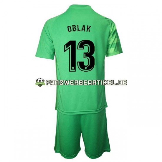 Jan Oblak 13 Torwart Trikot Atlético Madrid Kinder Ausweich ausrüstung 2021-2022 Kurzarm