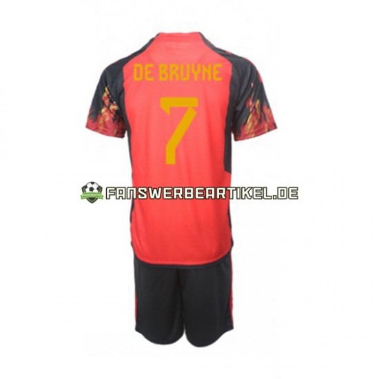 De Bruyne 7 Trikot Belgien Kinder Heimausrüstung WM 2022 Kurzarm