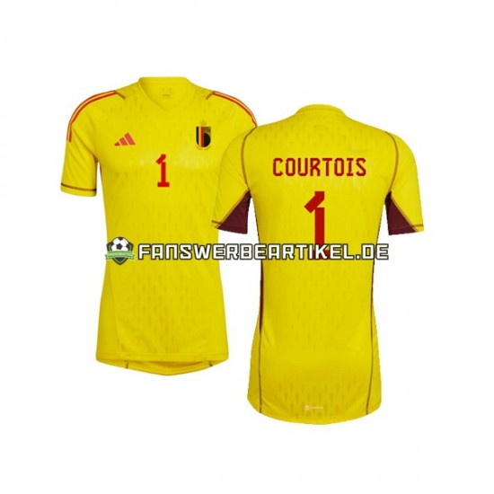 Courtois 1 Torwart Trikot Belgien Herren Auswärtsausrüstung WM 2022 Kurzarm