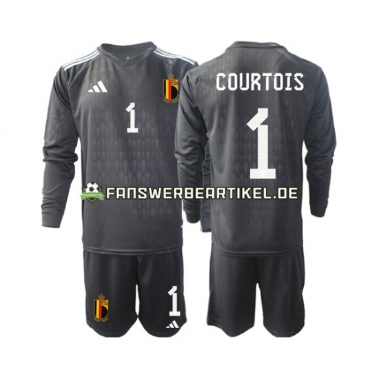 Courtois 1 Torwart Trikot Belgien Kinder Auswärtsausrüstung 2022 Langarm