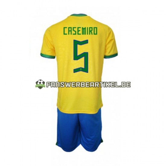 Casemiro 5 Trikot Brasilien Kinder Heimausrüstung WM 2022 Kurzarm