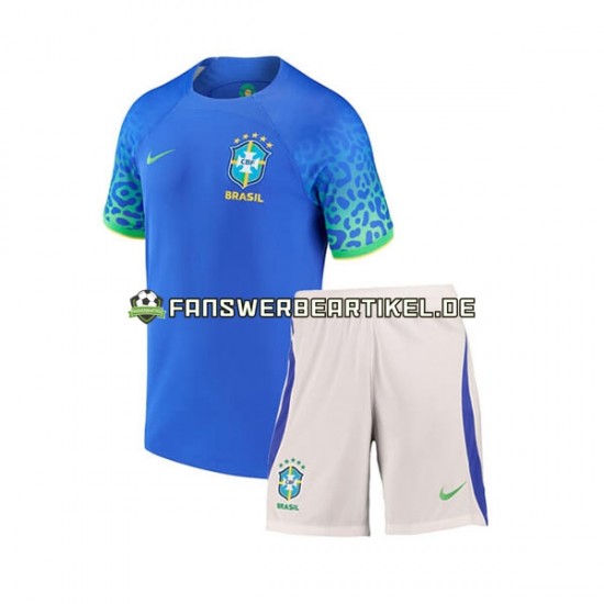 Trikot Brasilien Kinder Auswärtsausrüstung WM 2022 Kurzarm