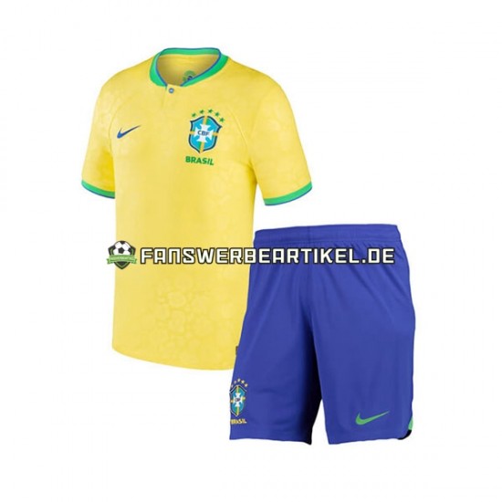 Trikot Brasilien Kinder Heimausrüstung WM 2022 Kurzarm