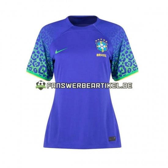 Trikot Brasilien Dame Auswärtsausrüstung WM 2022 Kurzarm