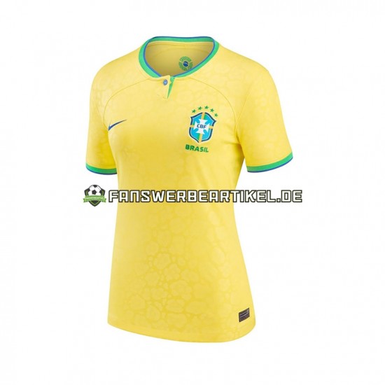 Trikot Brasilien Dame Heimausrüstung WM 2022 Kurzarm