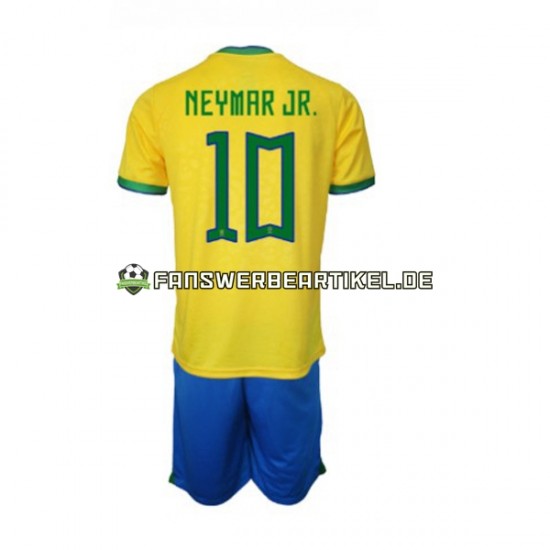 Neymar JR 10 Trikot Brasilien Kinder Heimausrüstung WM 2022 Kurzarm