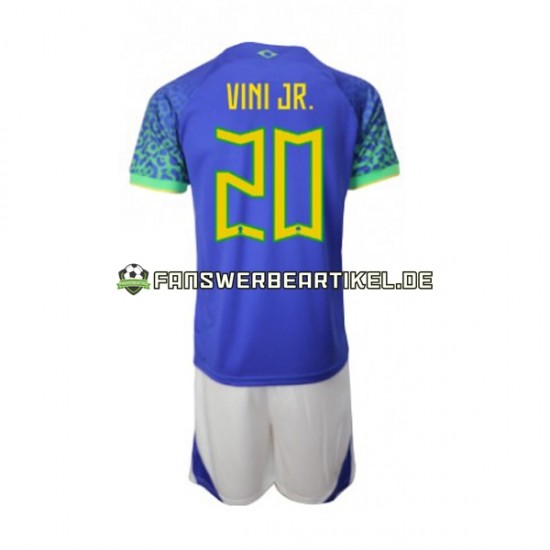 Vinicius Junior 20 Trikot Brasilien Kinder Auswärtsausrüstung WM 2022 Kurzarm