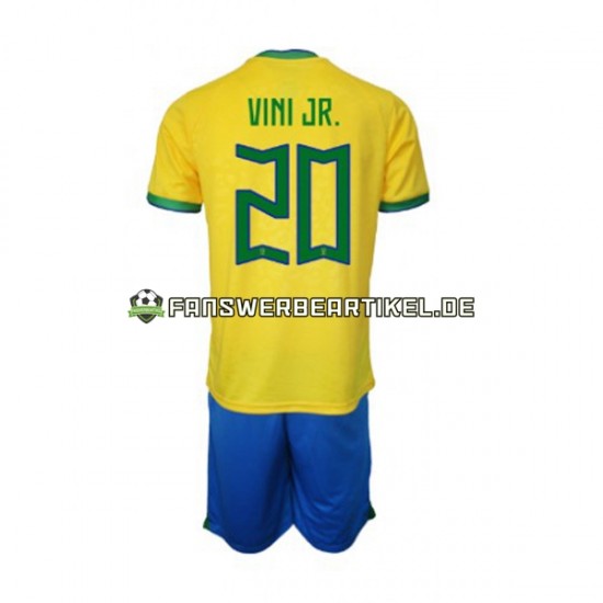 Vinicius Junior 20 Trikot Brasilien Kinder Heimausrüstung WM 2022 Kurzarm