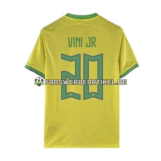 Vinicius Junior 20 Trikot Brasilien Herren Heimausrüstung WM 2022 Kurzarm