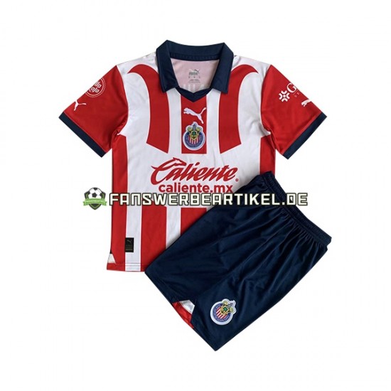 Trikot Deportivo Guadalajara Kinder Heimausrüstung 2023-2024 Kurzarm