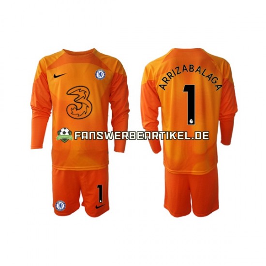 Kepa Arrizabalaga 1 Torwart Trikot Chelsea Kinder Heimausrüstung 2022-2023 Langarm