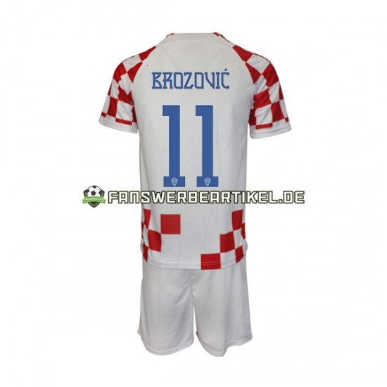 Brozovic 11 Trikot Kroatien Kinder Heimausrüstung WM 2022 Kurzarm