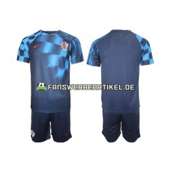 Trikot Kroatien Kinder Auswärtsausrüstung WM 2022 Kurzarm