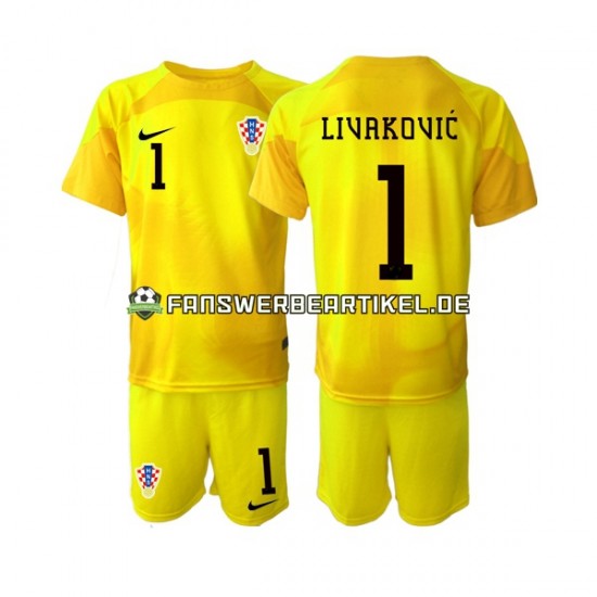 Dominik Livakovic 1 Torwart Trikot Kroatien Kinder Heimausrüstung WM 2022 Kurzarm