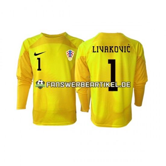 Dominik Livakovic 1 Torwart Trikot Kroatien Herren Heimausrüstung WM 2022 Langarm